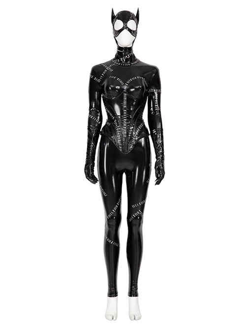 Batman Returns 1992 Catwoman Selina Kyle Halloween Cosplay Costume Set Without Boots Without Props