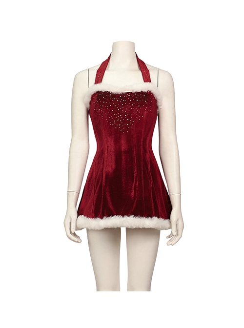 Movie Love Actually Retro Style Christmas Red Dress Suit Halloween Cosplay Costume Set Without Shoes