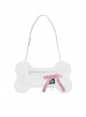 Personalized White Polyester Material With Pink Webbing Bow Decoration Gothic Style Bone Shoulder Bag