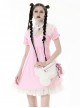 Personalized White Polyester Material With Pink Webbing Bow Decoration Gothic Style Bone Shoulder Bag