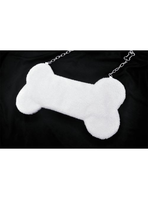 Personalized White Polyester Material With Pink Webbing Bow Decoration Gothic Style Bone Shoulder Bag