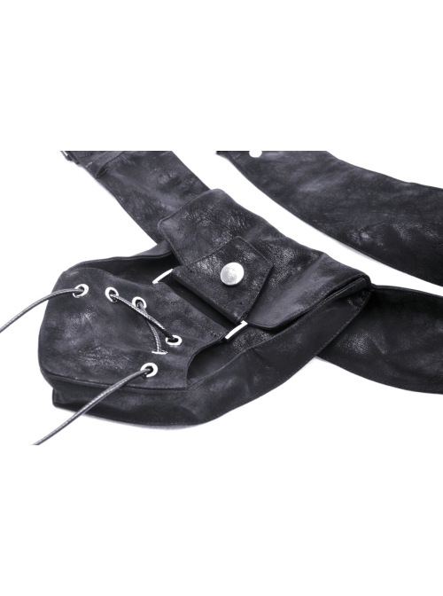 Adjustable Personalized Black PU Leather Practical Waist Bag With Metal Spiked Rivets Decorated Punk Style Rock Belt