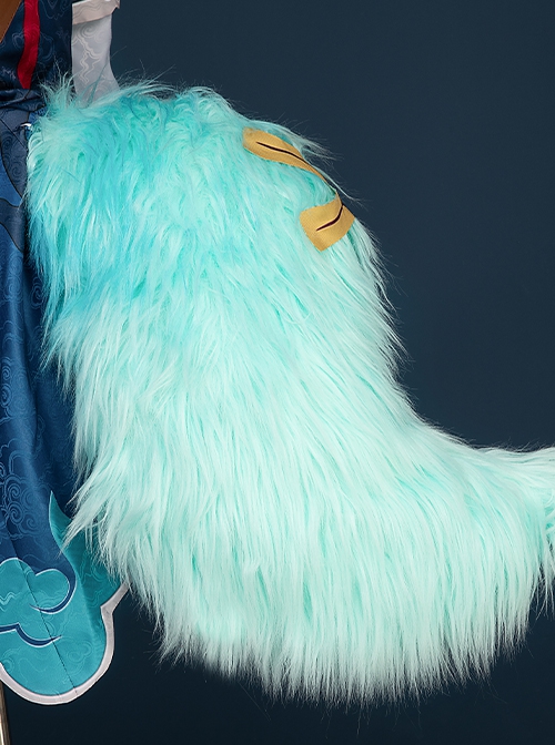 Honkai Star Rail HuoHuo Halloween Cosplay Accessories Green Furry Tail