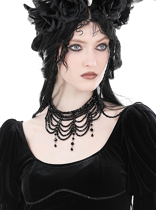 Sexy Black Tassel Clavicle Chain Gothic Pendant Necklace