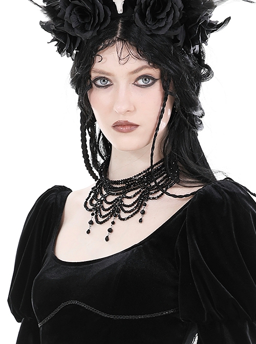 Sexy Black Tassel Clavicle Chain Gothic Pendant Necklace