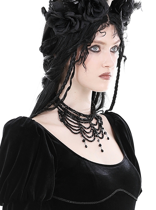 Sexy Black Tassel Clavicle Chain Gothic Pendant Necklace