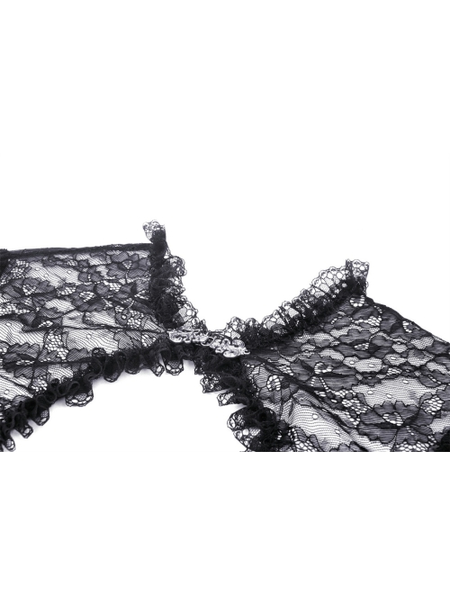 Black Thin Lace And Exquisite Lace Embellished With Gothic Style Long Sleeved Sexy Shawl