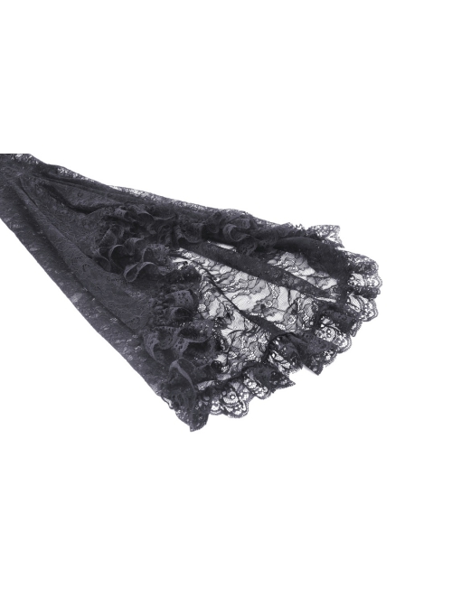Black Thin Lace And Exquisite Lace Embellished With Gothic Style Long Sleeved Sexy Shawl