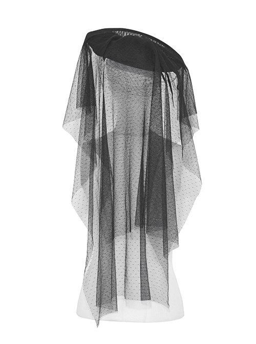 Black Sexy Women's Mesh Three Dimensional Flower Pattern Decorated Gothic Hat