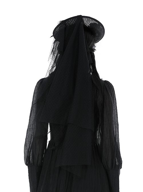 Black Sexy Women's Mesh Three Dimensional Flower Pattern Decorated Gothic Hat