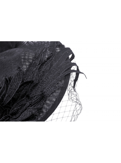 Black Sexy Women's Mesh Three Dimensional Flower Pattern Decorated Gothic Hat
