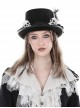 Handsome Black Polyester Brim With White Skull Decoration Punk Style Magic Hat