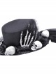 Handsome Black Polyester Brim With White Skull Decoration Punk Style Magic Hat
