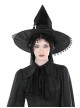 Halloween Black Pointed Top Exquisite Pattern Bound Gothic Style Witch Hat