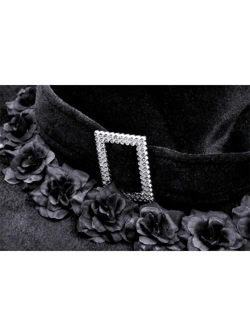 Halloween Black Pointed Top Exquisite Pattern Bound Gothic Style Witch Hat