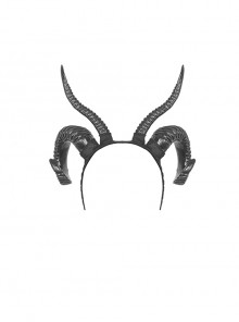 Halloween Black Plastic Exaggerated Gothic Devil Horn Headdress