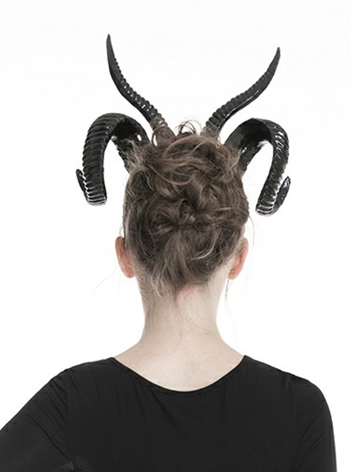 Halloween Black Plastic Exaggerated Gothic Devil Horn Headdress