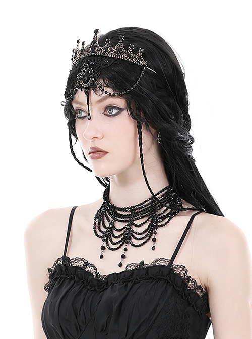 Black Gorgeous Alloy Princess Gothic Style Crown Headdress