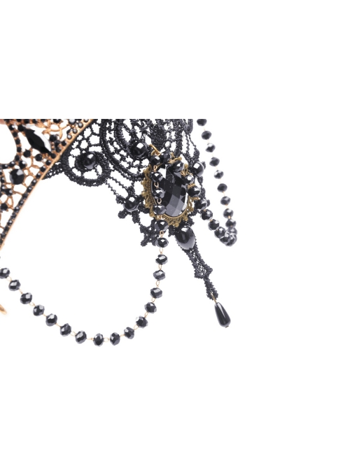 Black Gorgeous Alloy Princess Gothic Style Crown Headdress