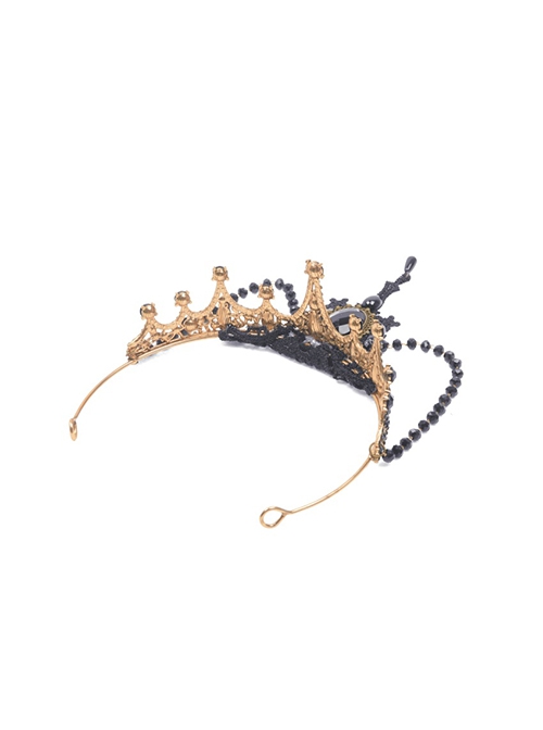 Black Gorgeous Alloy Princess Gothic Style Crown Headdress