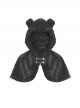 Black Plush Woven Bear Ears And Metal Buckle On The Chest Lolita Hooded Cape