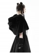 Black Plush Woven Bear Ears And Metal Buckle On The Chest Lolita Hooded Cape