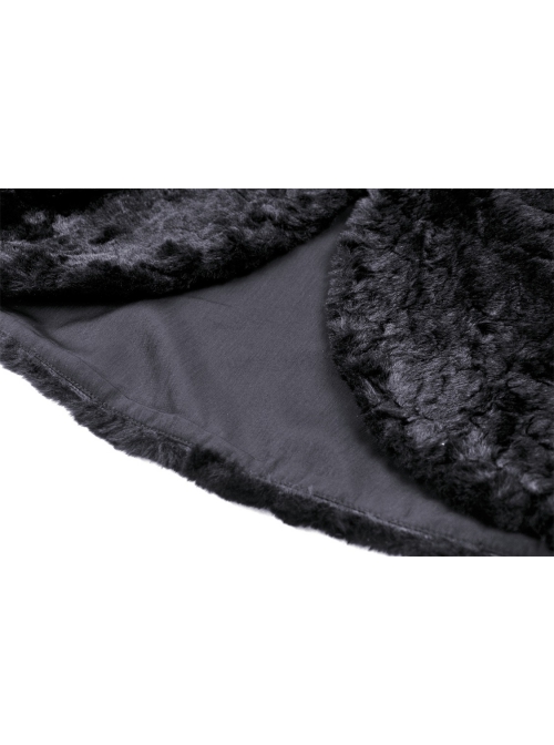 Black Plush Woven Bear Ears And Metal Buckle On The Chest Lolita Hooded Cape