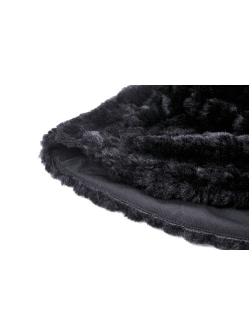 Black Plush Woven Bear Ears And Metal Buckle On The Chest Lolita Hooded Cape