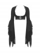 Retro Black Floral Print Woven Splicing Lace Decoration Gothic Bell Sleeve Cape