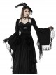 Retro Black Floral Print Woven Splicing Lace Decoration Gothic Bell Sleeve Cape