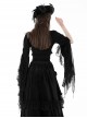 Retro Black Floral Print Woven Splicing Lace Decoration Gothic Bell Sleeve Cape