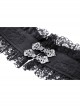 Retro Black Floral Print Woven Splicing Lace Decoration Gothic Bell Sleeve Cape
