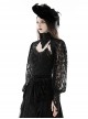 Retro Black Woven Patchwork Lace Long Sleeved Gothic See Through Cape