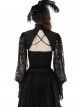 Retro Black Woven Patchwork Lace Long Sleeved Gothic See Through Cape