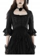 Black Gorgeous Retro Woven Exquisite Round Neck Patchwork Pattern Webbing Gothic Style Long Sleeved Blouses