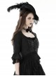 Black Gorgeous Retro Woven Exquisite Round Neck Patchwork Pattern Webbing Gothic Style Long Sleeved Blouses