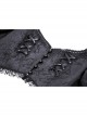 Black Gorgeous Retro Woven Exquisite Round Neck Patchwork Pattern Webbing Gothic Style Long Sleeved Blouses
