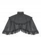 Low Key Black Woven Material Bow Decoration On The Neckline And Exquisite Lace Gothic Style Palace Cloak