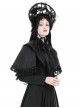 Low Key Black Woven Material Bow Decoration On The Neckline And Exquisite Lace Gothic Style Palace Cloak
