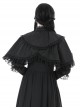 Low Key Black Woven Material Bow Decoration On The Neckline And Exquisite Lace Gothic Style Palace Cloak