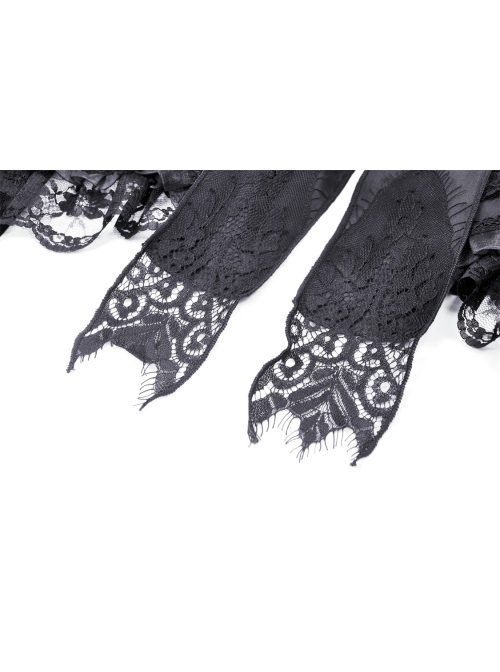 Low Key Black Woven Material Bow Decoration On The Neckline And Exquisite Lace Gothic Style Palace Cloak