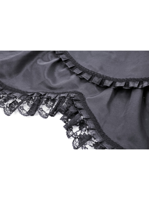 Low Key Black Woven Material Bow Decoration On The Neckline And Exquisite Lace Gothic Style Palace Cloak