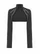 Black Simple Woven With Metal Dots On Both Sides Of The Chest Punk Style Long Sleeved Cape