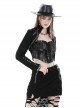 Black Simple Woven With Metal Dots On Both Sides Of The Chest Punk Style Long Sleeved Cape