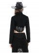 Black Simple Woven With Metal Dots On Both Sides Of The Chest Punk Style Long Sleeved Cape