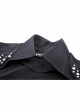 Black Simple Woven With Metal Dots On Both Sides Of The Chest Punk Style Long Sleeved Cape