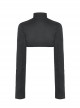 Black Simple Woven With Metal Dots On Both Sides Of The Chest Punk Style Long Sleeved Cape