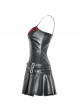 Rebellious Black Pu Leather With Straps On Both Sides Punk Style Zipper Dress
