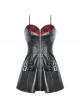 Rebellious Black Pu Leather With Straps On Both Sides Punk Style Zipper Dress