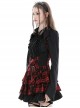 Personalized Red Plaid Woven Cascading Frills With Adjustable String Punk Style Halter Neck Dress
